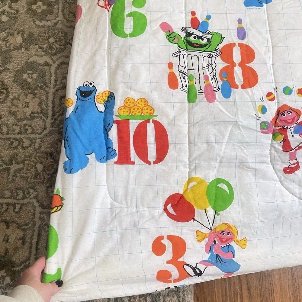VTG Stevens Sesame Street ABC Blanket Comforter Big Bird Cookie Monster 58x75